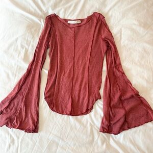Altar’d State Red Bell Sleeve Blouse Size XS